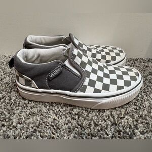 Vans Kids Black and White Classic Checkered Slip-On Sneakers Size 11c